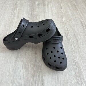 Crocs Classic Iconic Comfort Platform Clogs Black Women's Size 8 EUC